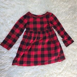 Plaid Red and Black Kids Dress 2T